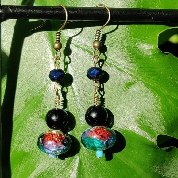 Handmade Earrings with Beautiful Glass Beads - Picture 3 of 9